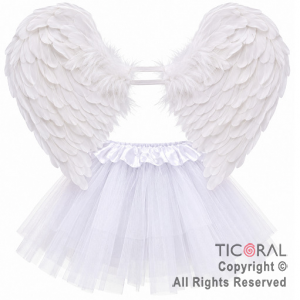 SET ALAS CON PLUMAS Y POLLERA BLANCO (9596A)